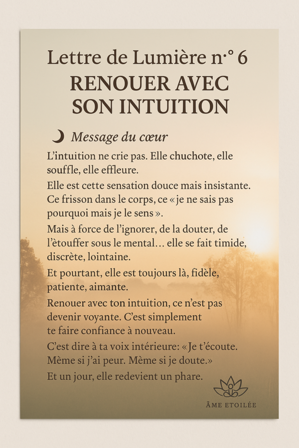 Lettre de lumière n°6 - Renouer avec son intuition