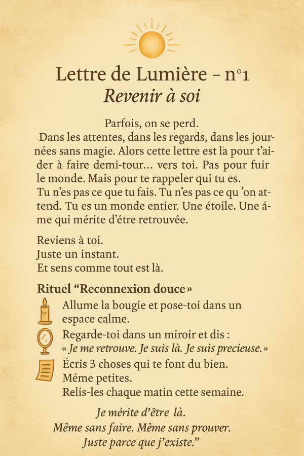 Lettre de lumière n°1 - Revenir à soi
