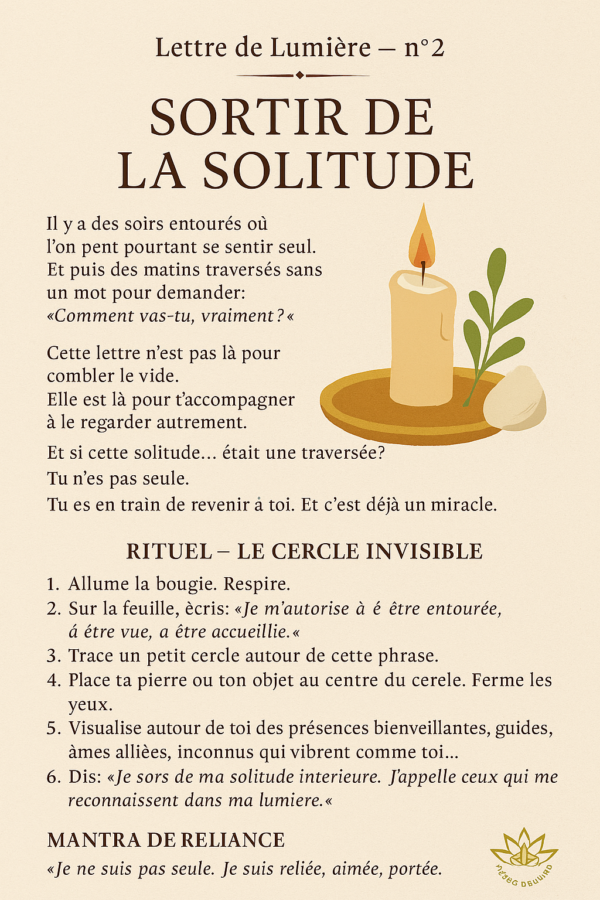 Lettre de lumière n° 2 - Sortir de la solitude
