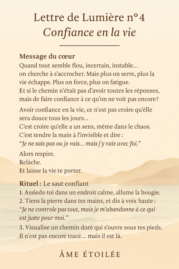 Lettre de lumière n°4 - Confiance en la vie