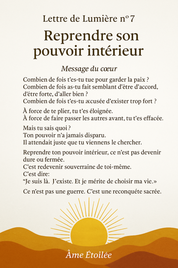 Lettre de lumière n°7 - Reprendre son pouvoir intérieur